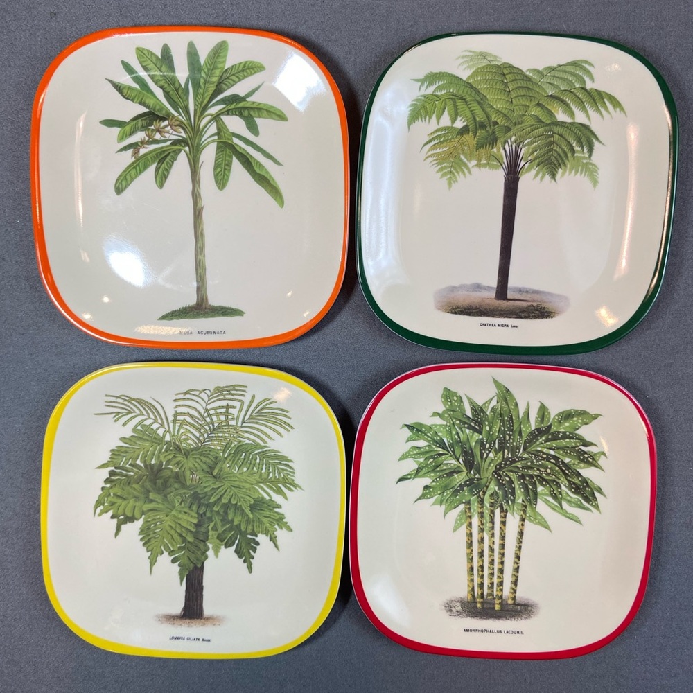 C Wonder Appetizer plates Melamine 6” Square Palm Tree Theme